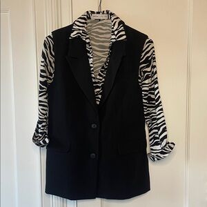 Two piece set
 Black vest and White Zebra Print shirt Blazer vest fully lined